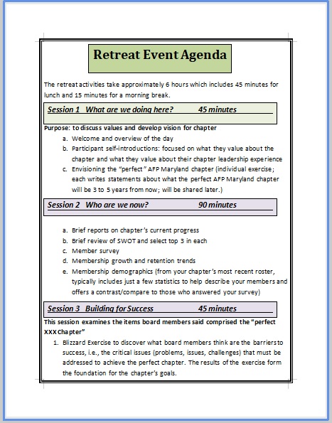 Retreat Event Agenda 